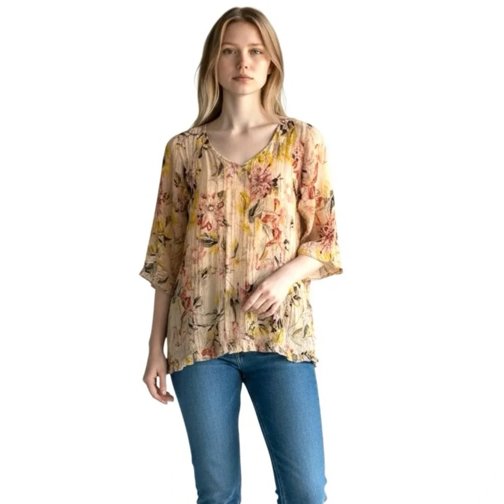 Karma Highway Cotton Boho Floral Top size S